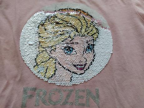 Ružové tričko frozen s volanom, c&a,134