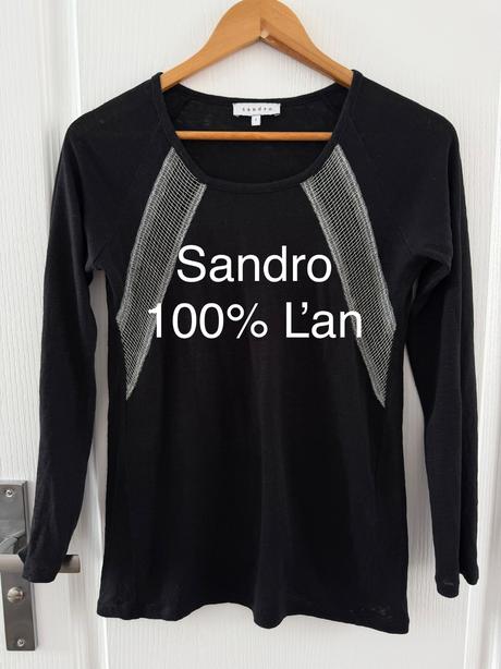 Ľanová blúzka sandro paris s ozdobnými retiazkami, s