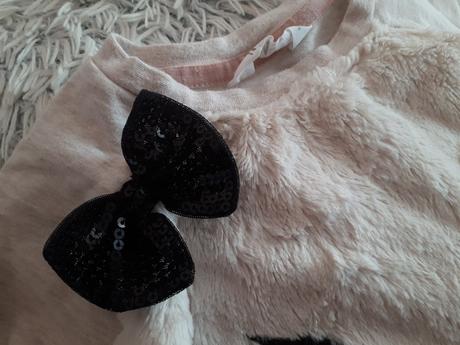 Nádherná huňatá mikinka s mačičkou a uškami, h&m,116