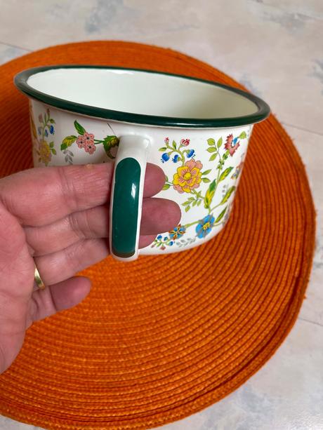 Plechový vintage smalt.hrniec, 