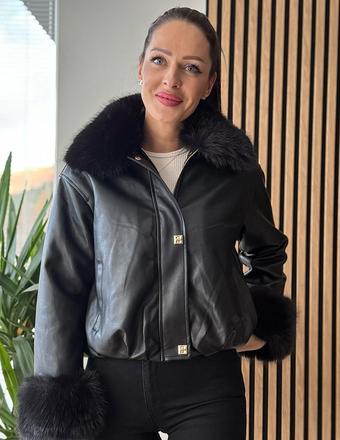 Čierna bunda zaara, l / m / s