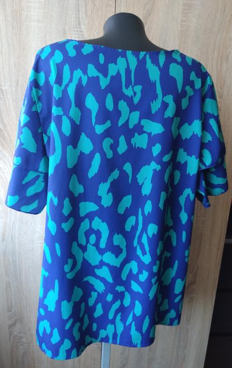 Modro-zelená vzorovaná blúzka s volánmi, xxxl