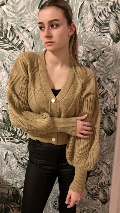 Dámsky vzorovaný sveter s balónovými rukávmi, l / m / s / xl