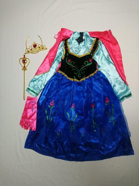Kostým anna šaty pelerína, set doplnkov, 98-110,