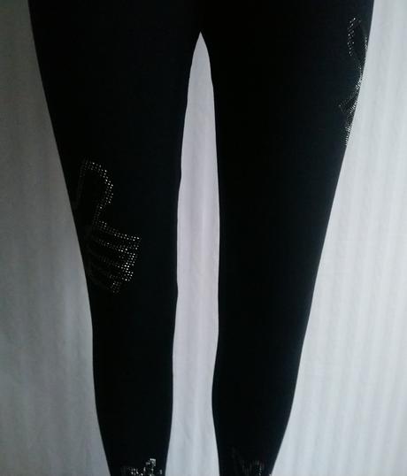 Dámske čierne legíny, kamienkový motív, italy, s/m, m