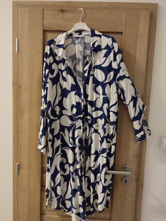 Šaty - dlhá košeľa modro biela, 46