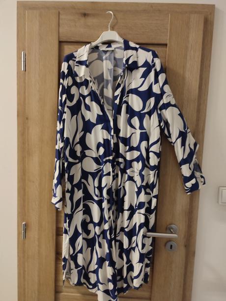 Šaty - dlhá košeľa modro biela, 46