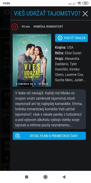 Mám 2 voľné lístky do kina Bory Mall na zajtrajší film. Iba pre ženy!