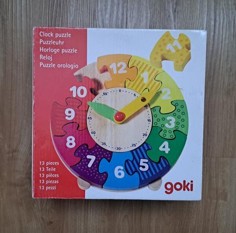 Drevené puzzle goki "hodiny", 