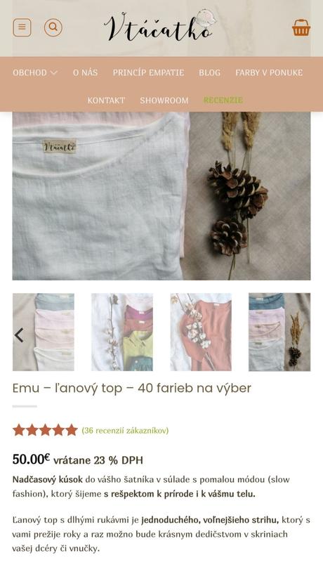 Ľanový top emu - vtáčatko, s