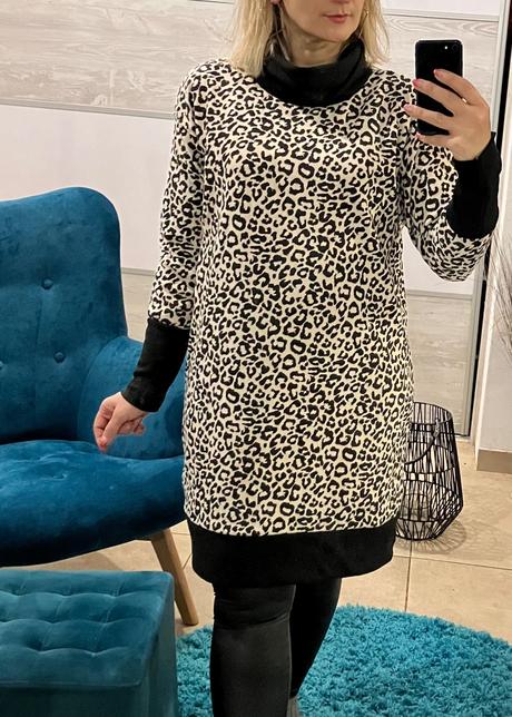 Dámska hrubá leopardia tunika, l / m / xl / xxl