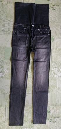 Dámske sivo čierne slim jeggingsy, vysoký pás, s/m, m