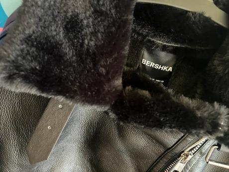 Čierna zimná kožená bunda bershka, bershka,m