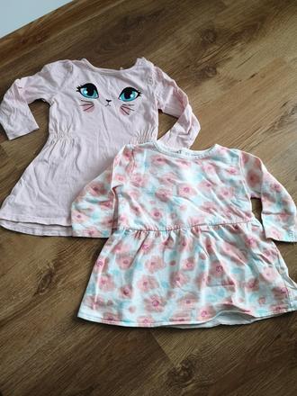 2x šaty s dlhým rukávom, 80