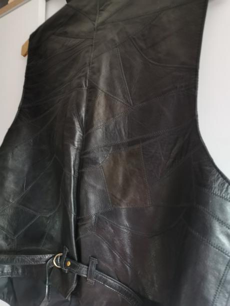 Pánska kožená motorkárska vesta, l