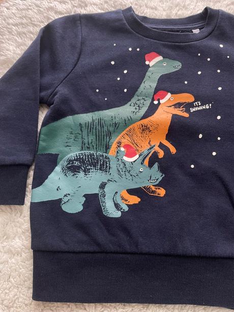 Tmavomodra mikina zimne dinosaury, c&a,98