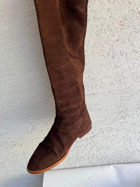 Zara boho 38 pc 109e kozene cizmy z brusenej koz, zara,38