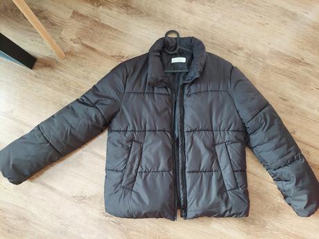 Cierna zimna bunda s kapucnou, h&m,170