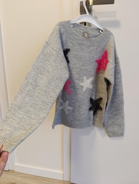 Dievčenský sivý sveter s hviezdami, pepco,128