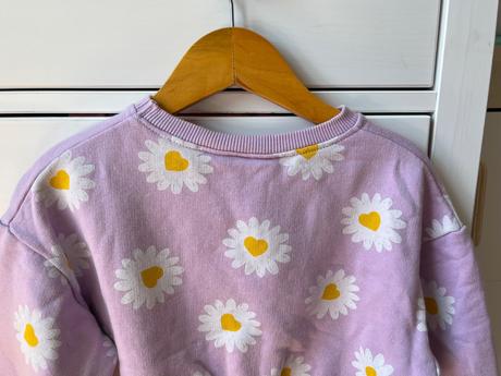 Fialová margarétková bavlnená mikina, zara, 104, zara,104