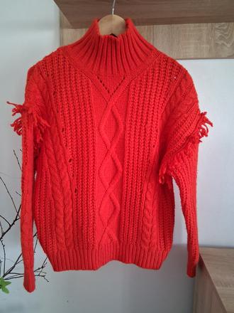 Oranžovo-červený sveter, mango,s