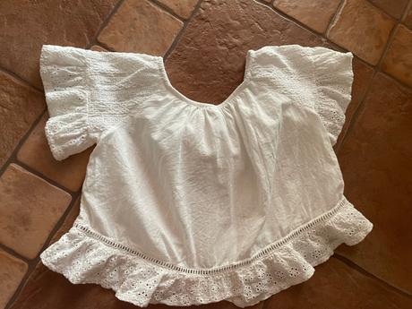 Biely madeirovy crop top, zara,128