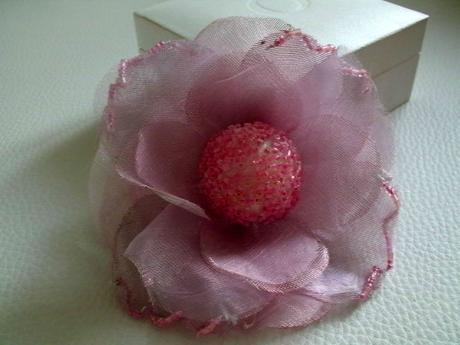 Jemná ružová kvetinka - sponka+brošňa,