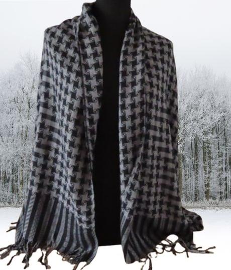 Bavlnený šál čierno-sivý, xl, xxl