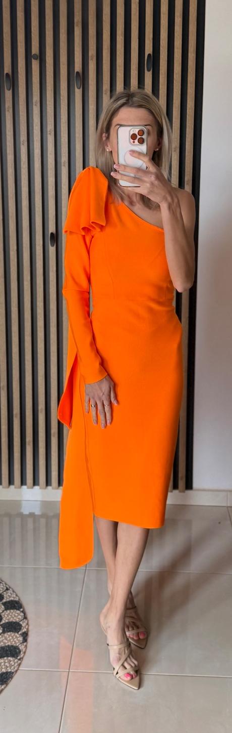 Oranžové asymetrické šaty ll veľkosť xs/s, xs