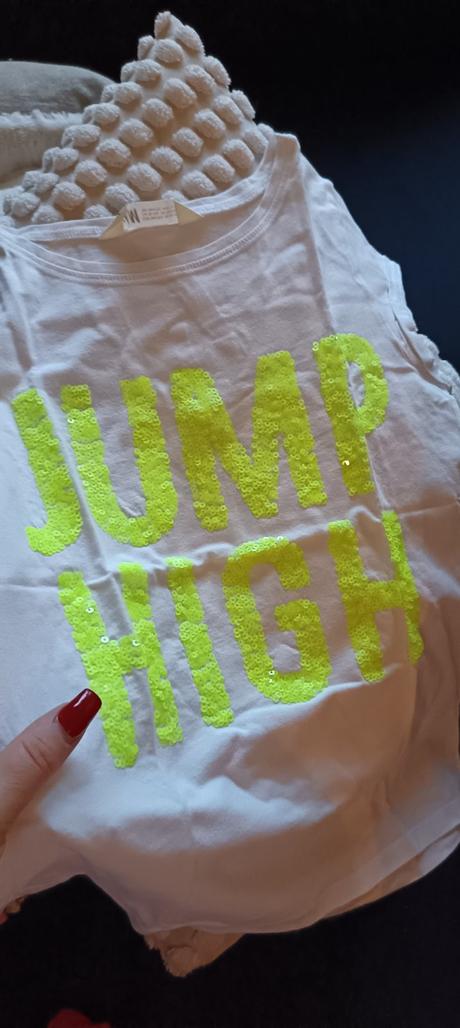 Biele tričko s flitrami, h&m,152