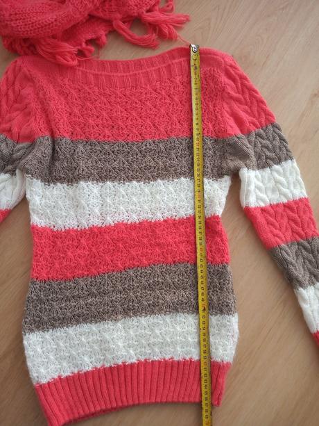 Pletený pásikavý sveter, s