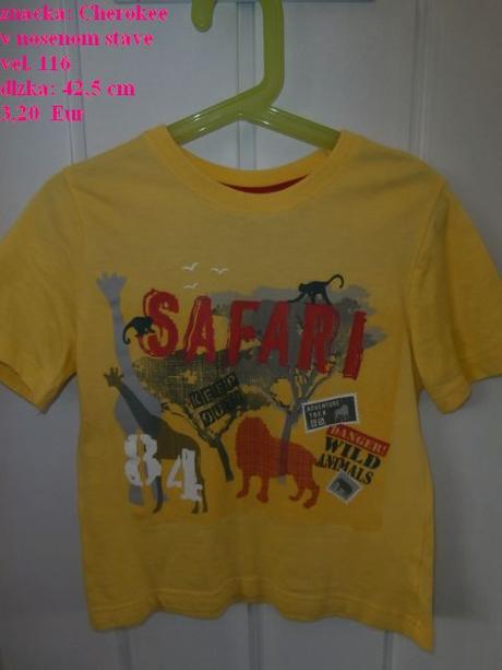 Tričko jemne žlté, cherokee,116