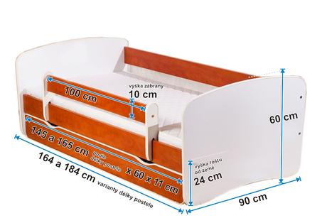Detská posteľ so zábranou - športiak-160x80, šírka (cm): 80,dĺžka (cm): 160