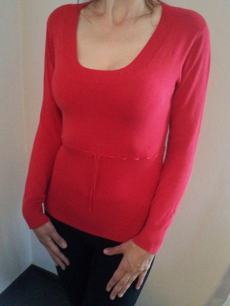 Dámsky červený sveter / tričko ann christine, amisu,m
