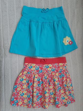 2x sukňa tyrkysova a kvetinová 110/116/122, f&f,122