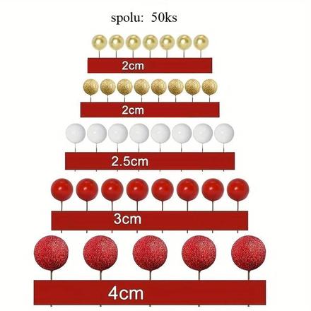 Tortový zápich guličky červené (50ks) - skladom, 