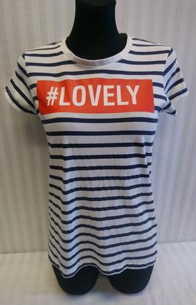 Dámsky pásikavý modro biely top, nápis, today, s, s