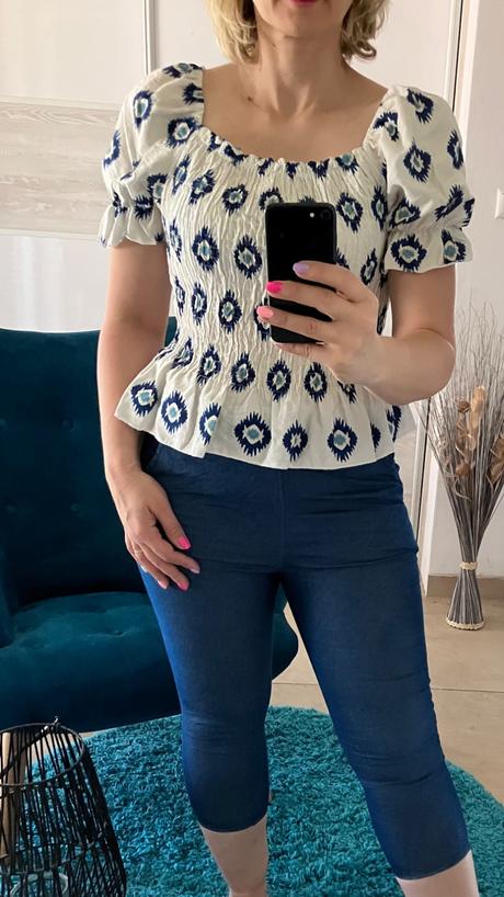 Vzorovaná blúzka s gumou v páse dámska, l / m / s