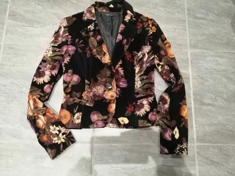 Kvetované sako v38 bavlna elastan, 38