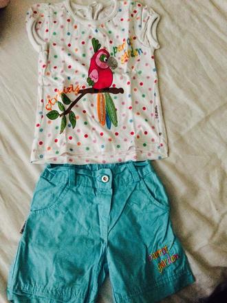 Komplet tričko kraťasy papagaj, 92