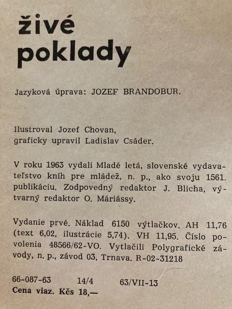 Živé poklady prvé vydanie 1963,
