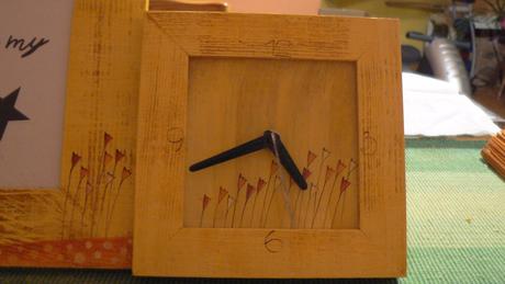 Ručne maľované hodiny a fotorámček ,