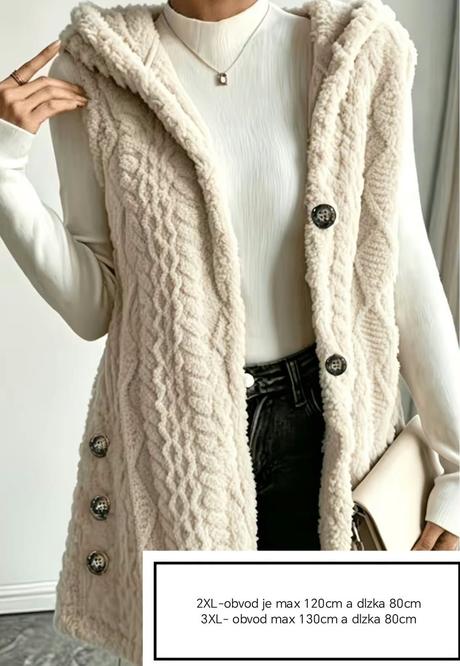 Tepla teddy vesta, dve farby plus size, 4xl / xxl / xxxl