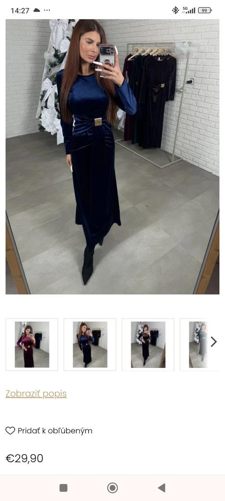 Krásne zamatové dlhé šaty, 