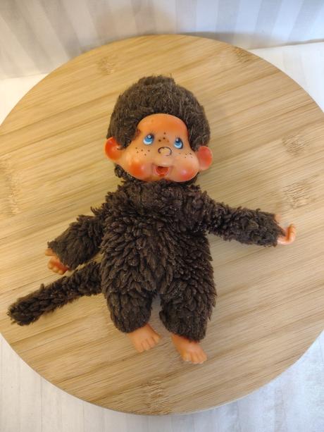 Retro mončičák, monchhichi, cca 19 cm,