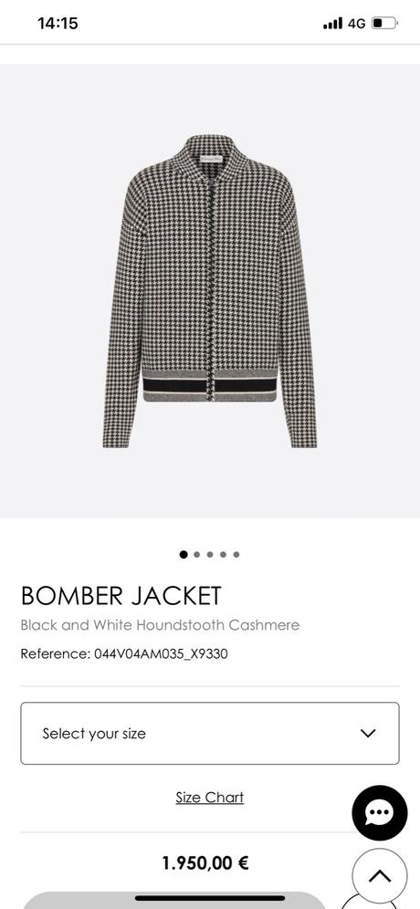 Dior jadior kašmír bombera l, l