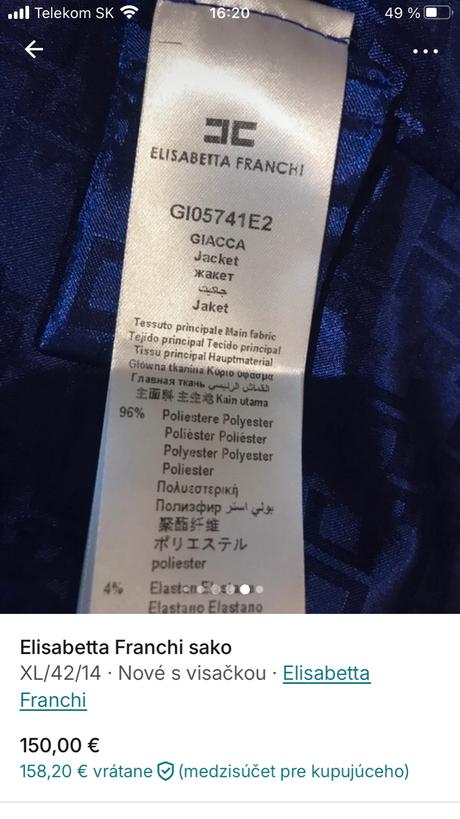 Elizabetta franchi sako, xl