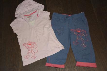 Perfektny kompletik tricko skapuckou+3/4 nohavice, next,122