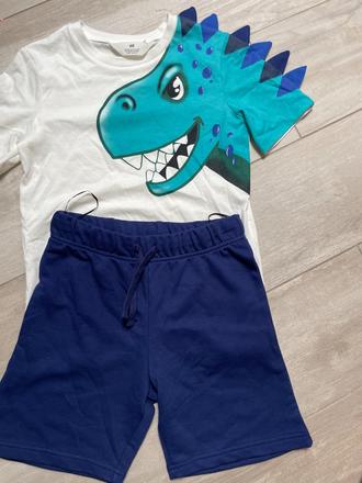 Dino súprava trička a šortiek, h&m,128 / 134