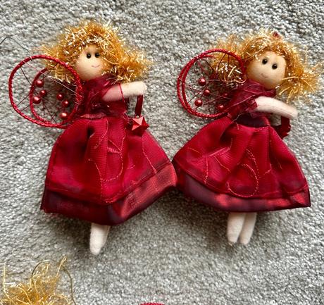 Vianočné ozdoby látkové bábiky, 